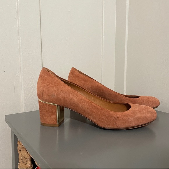 Sezane Low Helena Courts Suede Heels - Pink Orange Blush Escarpins - Picture 5 of 11